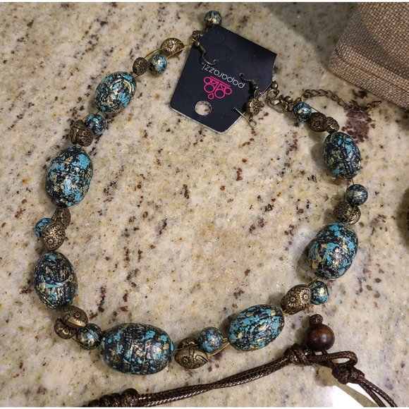 Paparazzi Lot of 6 Earrings Necklaces and Bracelets. Blue Bronze Black - Picture 3 of 9